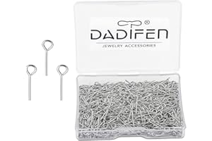 DADIFEN 304 Stainless-Steel Eye Pins for Jewelry Making Silver Head Pins 24 Gauge 0.6x15mm 800pcs/Box Open Eye Pins for DIY Making Earring Necklace Bracelets Dangle Charm Jewelry Findings Eyepins