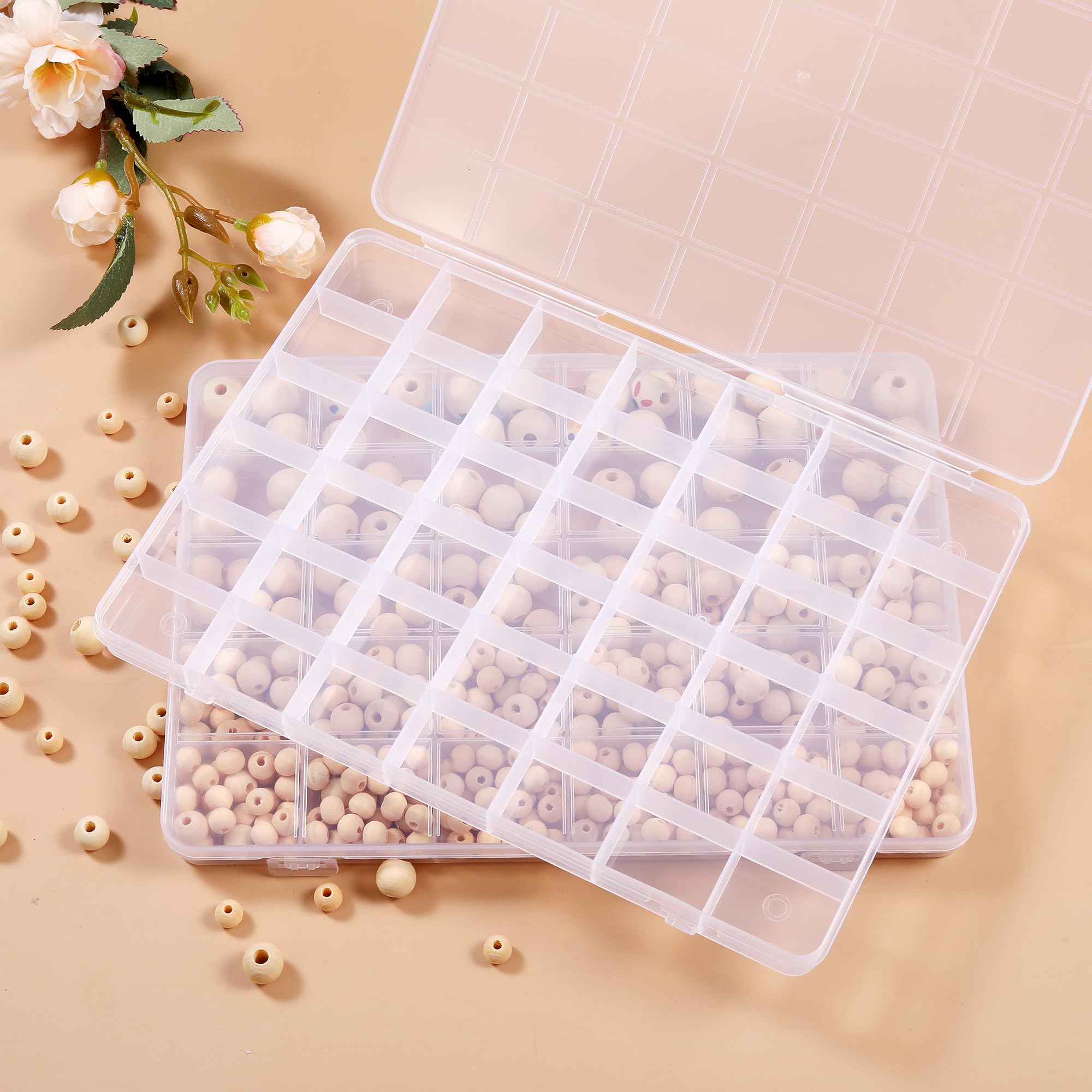 42 Grids Plastic Bead Organizer Beads Storage Containers Bead Holder Organizer Clear Storage Dividers Box for Jewelry Arts and Crafts