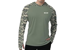WELIGU Men's UPF 50+ Sun Protection Hoodie Shirt Long Sleeve SPF Fishing Outdoor UV Hiking Lightweight Shirts