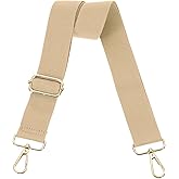 uxcell Wide Shoulder Strap, 3.8cm Adjustable Purse Strap Replacement Crossbody Strap for Shoulder Bag Handbag, Khaki, Light Gold Pull Core Buckle