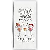 Bnzolyoia Christmas Wine Kitchen Towels - Winter Bar Towels, Christmas Cocktail Bar Decor for Kitchen, Wine Themed Decor, 16x24 Inch