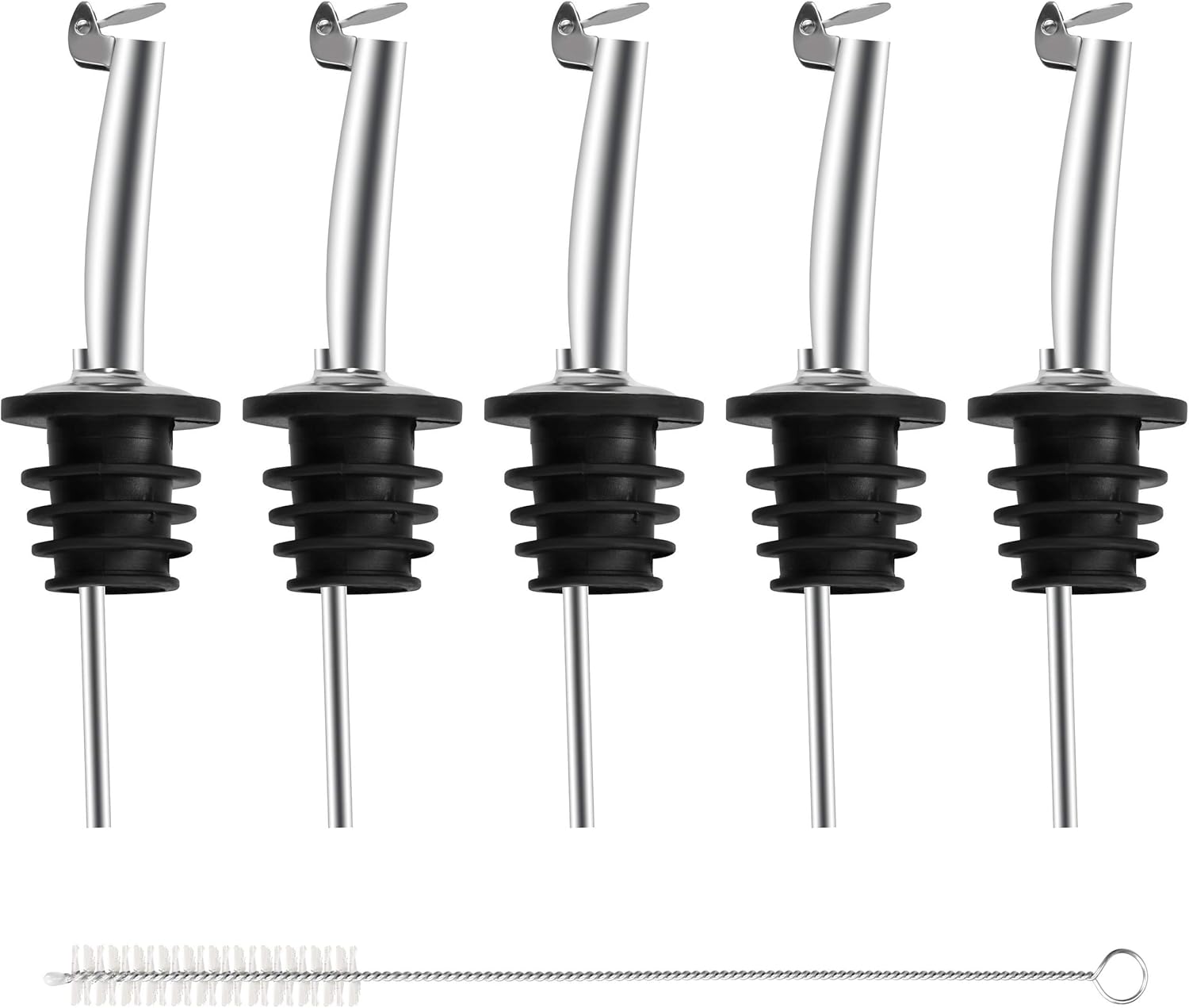 Incutex 5X Flaschenausgießer Edelstahl mit Klappe Ausgießer Flasche Stopfen Ölausgießer Spirituosen Ausgießer