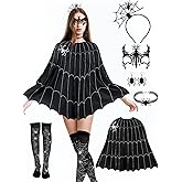 Eurzom Halloween Women Spider Web Costume Accessory Spider Headband Cape Thigh High Long Stockings Lace Mask Choker Necklace