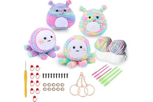 JAOBHAHY Crochet Kit for Beginners, Crochet Animal Kit includes Video Tutorials and Rainbow Yarn,Crochet Hook,Perfect Crochet Starter Kit for Beginners Kids and Adults DIY Knitting Supplies