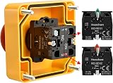 Heschen Red Sign Emergency Stop Push Button 660V 10A 1NO 1NC view 4
