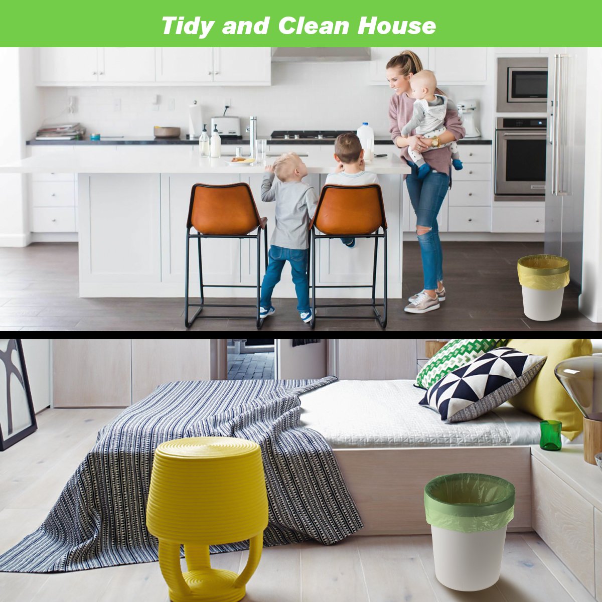 Small Wastebasket Trash Bags, 2.6 Gallon Clear Garbage ...