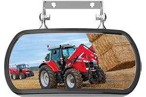 Lifronkit Tractor Mirror, Stainless Steel Rearview and Side Mirror for Tractors, Forklifts, Trucks, Boats, Fit for John Deere, Kubota and more, Convex Mirror with U-Bracket, Screw Fixed, no Vibration