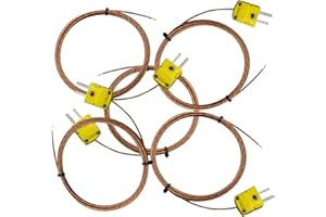 5pcs Pack High Accuracy K Type Mini-Connector Thermocouple Temperature Probe Sensor, 1 Meters Long Measure Range -50°C~482°C 