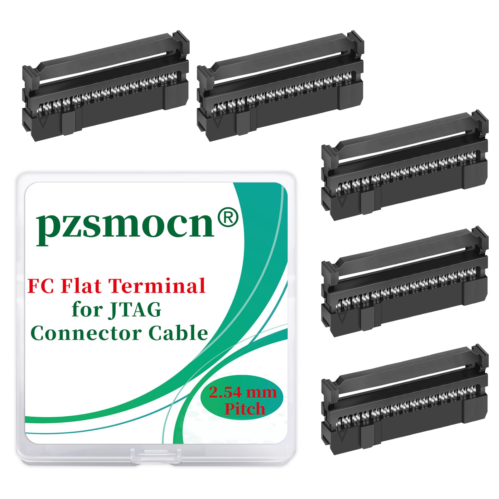 Pzsmocn 20 Sets IDC 2 * 15 Double Row Rectangular Socket Adapter FC Black Crimp Wire Head Three-piece Kit 2.54mm Pitch, 30 Pin FC-Female Terminal Connector, for JTAG Flat Ribbon Cable. — image 1