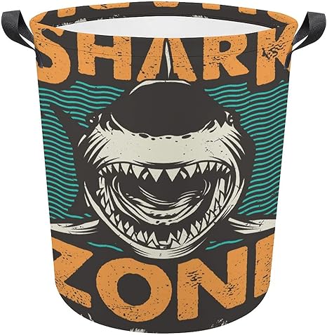 Amazon 洗濯物収納小物おもちゃ収納バスケット汚い服かご サメの野生イラストに怒りのサメの復古サメのポスター かご バスケット オンライン通販