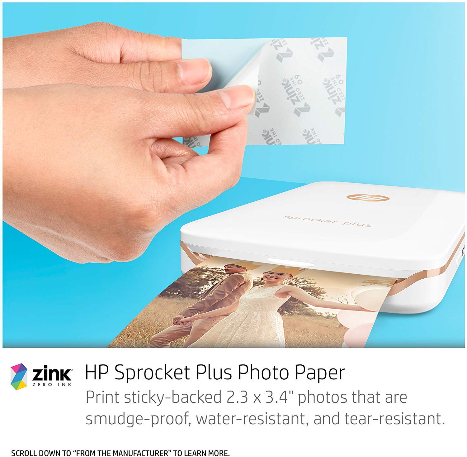 Hp Sprocket Paper Photo Sticky Backed Zink Sheets 20 Additional With Black Printer Photo Portable Portable Photo Printers No Minimum Www Klevering Com
