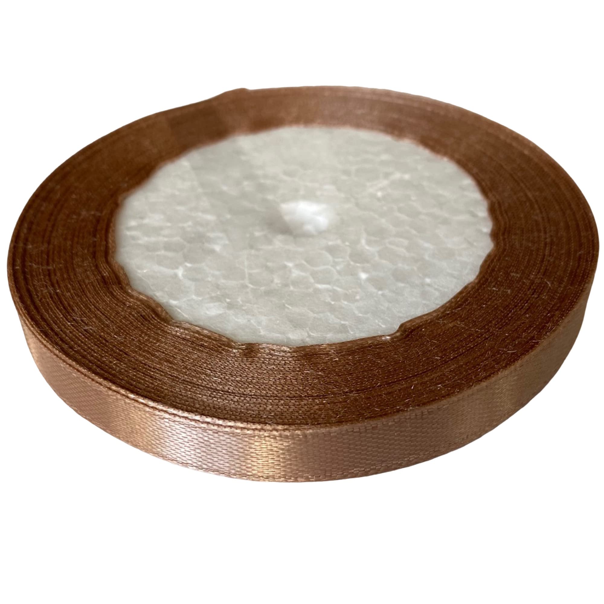 Dyanatic Satin Ribbon (10mm x 22m) - 25 Yards Craft Ribbon for Gift Wrapping, Christmas Decorations, DIY Crafting & Hair Accessories - Light Brown