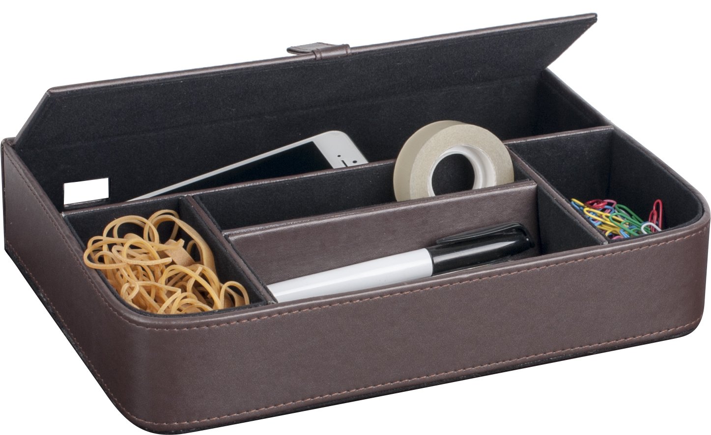 PAVO Premium Large PU Leather Desk Organiser - Brown