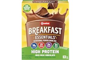 Carnation Breakfast Essentials High Protein Powder Drink Mix, Rich Milk Chocolate, 10 Packets, 6 Count