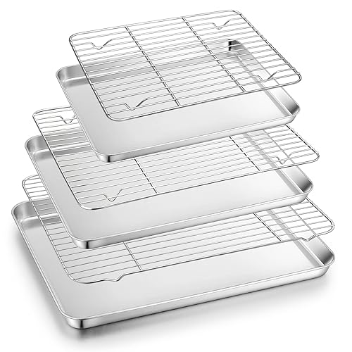 TeamFar Baking Sheet with Cooling Rack Set (3 Pans Racks