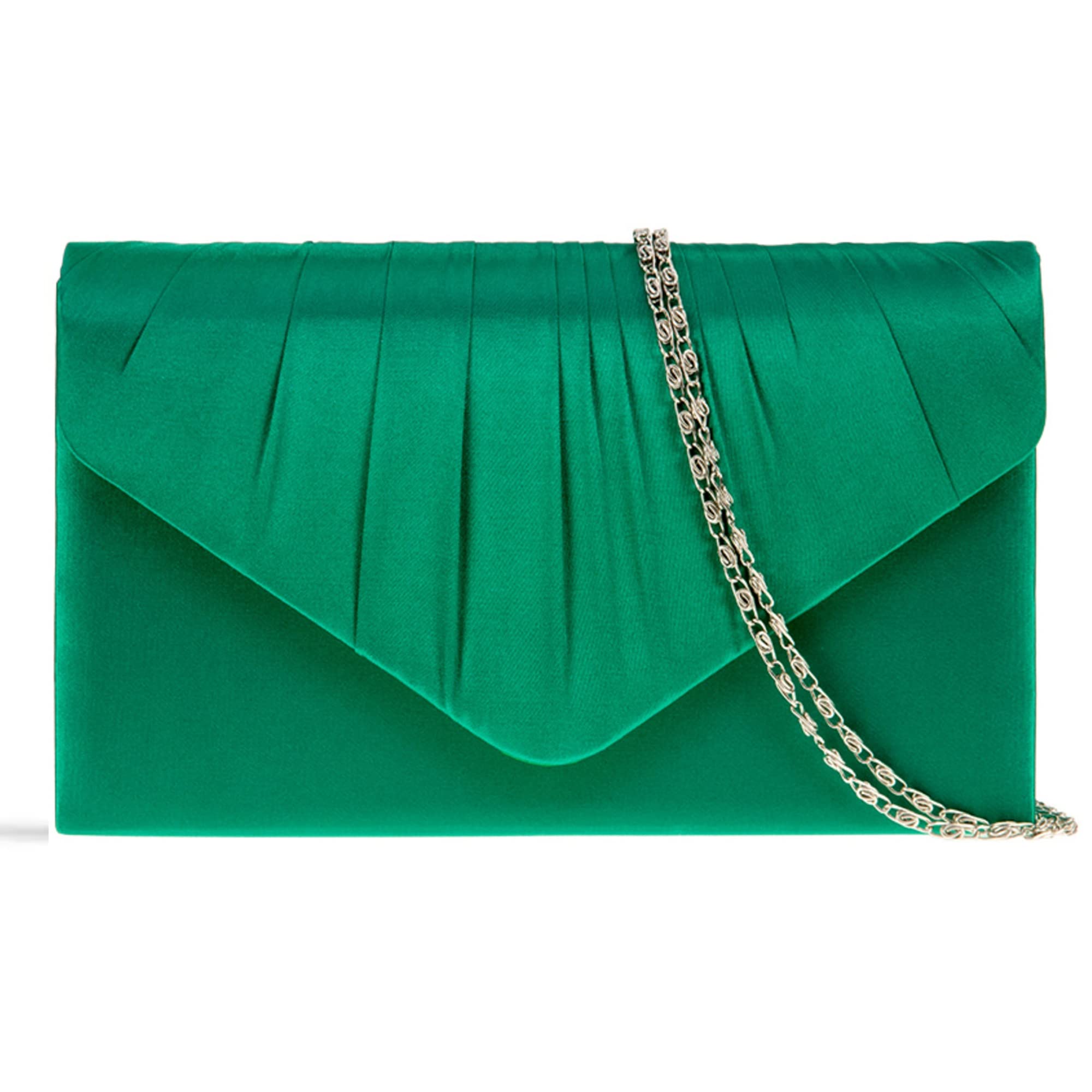 fi9® LADIES SATIN PARTY PROM BRIDAL EVENING CLUTCH HAND BAG PURSE HANDBAG (Green)