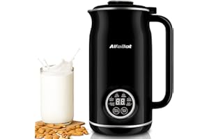 ALFABOT Nut Milk Maker, Automatic Almond Milk Machine for Homemade Plant-Based Milk, Oat, Soy, Dairy Free Beverages, 20 oz Soy Milk Maker with Delay Start/Keep Warm/Self-Cleaning/Boiling, Black