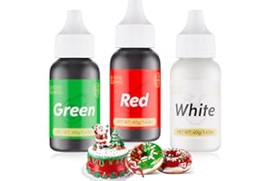 NOMECA Gel Food Coloring for Cake Decorating - 3 Concentrated Assorted Food Color Edible Christmas Red Green White - Food Grade Dye for Easter Eggs Fondant Cookies Frosting Royal Icing Baking - 40g/Bottle