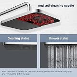 Hibbent Self-Cleaning Rainfall Shower Head 12x8 Inch Square Black Chrome view 2