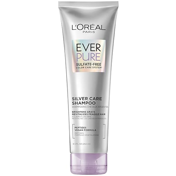 L’OREAL PARIS EVERPURE BRIGHTENING AND NOURISHING SHAMPOO FOR GRAY HAIR, SULFATE-FREE VEGAN FORMULA WITH PEPTIDES, 8.5 FL OZ