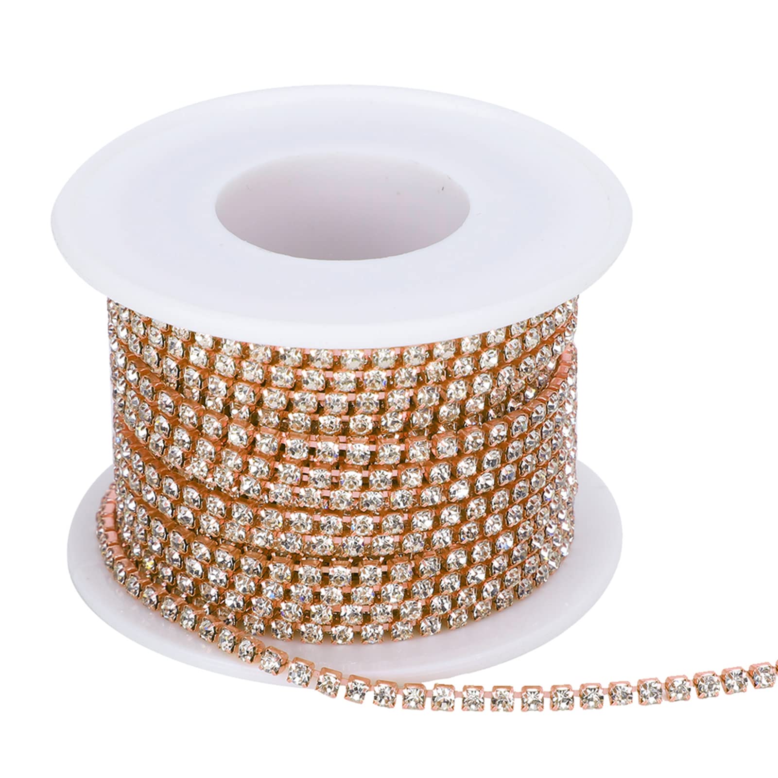 10 Yard Rhinestone Chain for Craft, Gold Crystal Rhinestone Close Chain Trimming Claw Chain Diamond Chain Roll for Craft Jewelry Making, 2.5mm