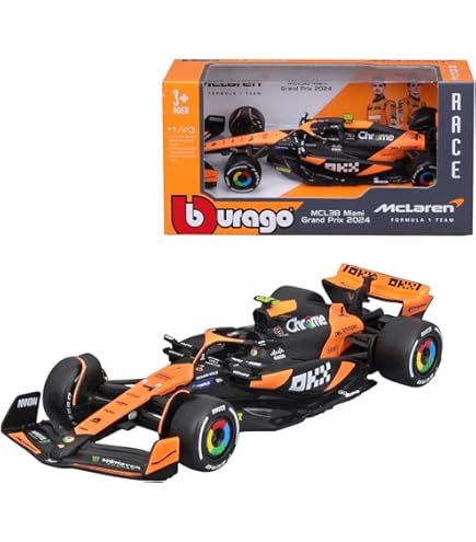 Amazon.com: Bburago 1/43 Scale Formula 1 McLaren F1 MCL38 Miami