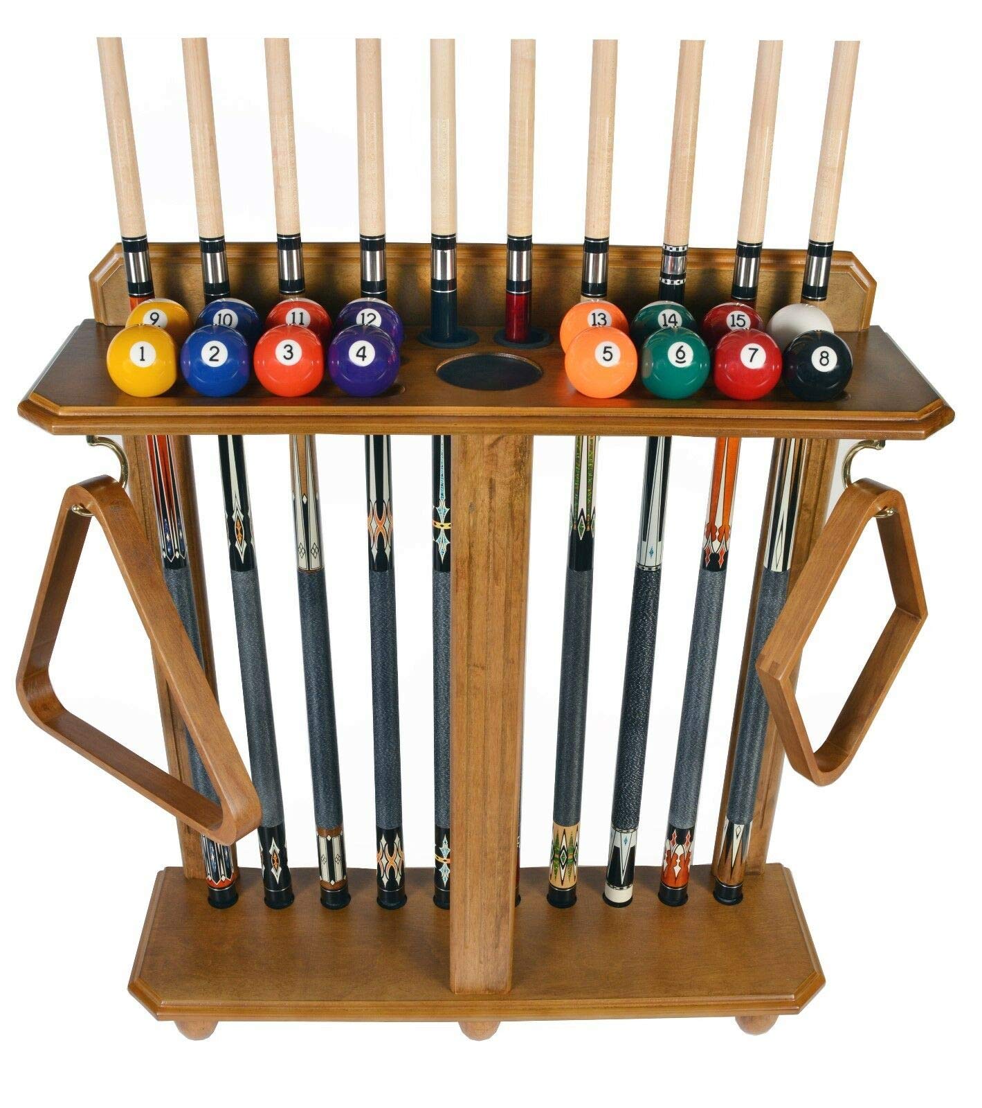 Buy Kanizz Wooden Rectangular Cue Rack Floor Freestanding Rack Stand, 10 Pool Billiard Sticks