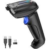 Tera Barcode Scanner 1D Wireless CCD: 2500 Pixel, Battery Indicator, T5100C | BT 2.4G Wireless, USB Wired, 2500mAh, IP54 Protection, Read 1D Printed Screen Codes, Library School Warehouse Retail, Blue
