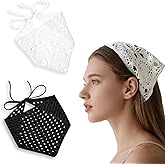 LUSTRIB 2Pcs Crochet Bandana Headbands Vintage Knit Bandana Head Scarf for Women Triangle Head Kerchief for Photo Styling Holiday Decor
