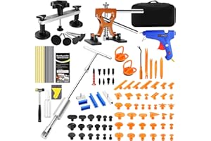 QwikFix 109PCS Paintless Dent Removal Kit, Auto Body Dent Removal Tools with Golden Lifter, Bridge Puller, Slide Hammer T-bar