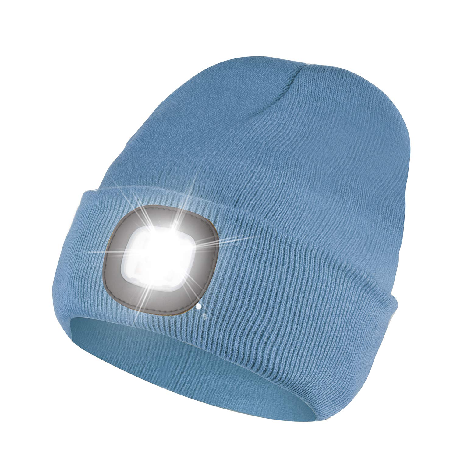Unisex LED Lighted Beanie, USB Rechargeable Headlamp Hat, Cap with Light Hands Free Head Torch, Winter Warm Gifts for Men and Women