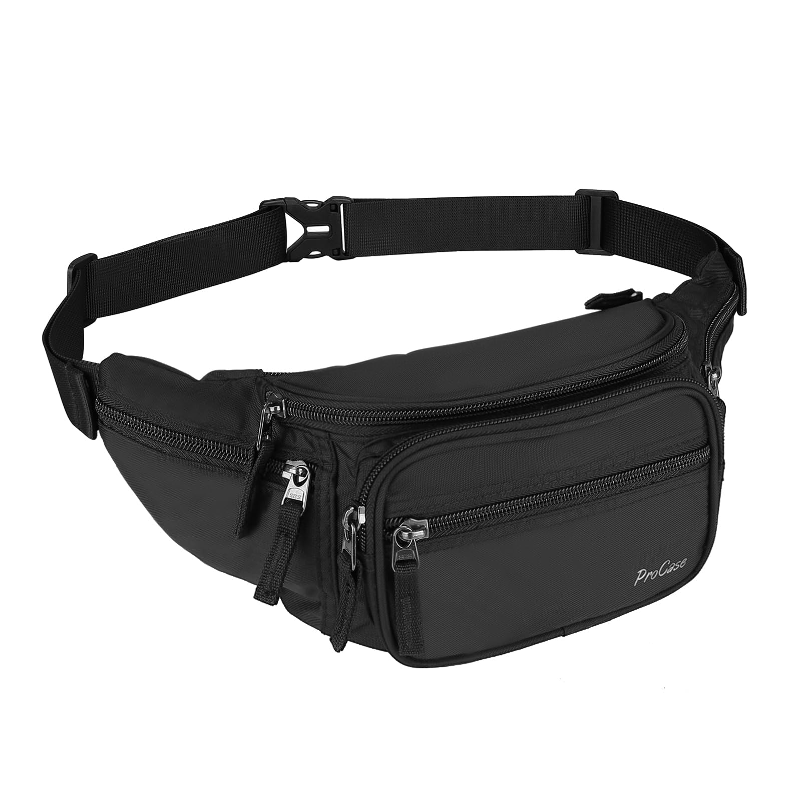 ProCase Bum Bag Waist Fanny Pack for Men Women Ladies with 6 Pockets and Adjustable Belt Large Dog Bumbag for Dog Walking Running Hiking Cycling Travel Holiday Festival Christmas Disney -Black, M
