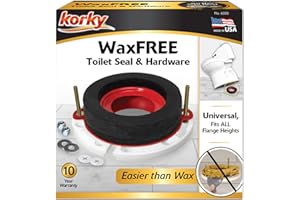 Korky 6000BP Toilet Wax Free 3" Rubber Seal Kit with Hardware, Red