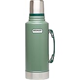 Stanley Heritage Classic Vacuum Bottle with Handle 2.0 qt | Wide Mouth with Leakproof Cup Lid | Keep Drinks Hot Cold for Travel | Insulated Stainless Steel Thermal Bottle | BPA-Free | Hammertone Green