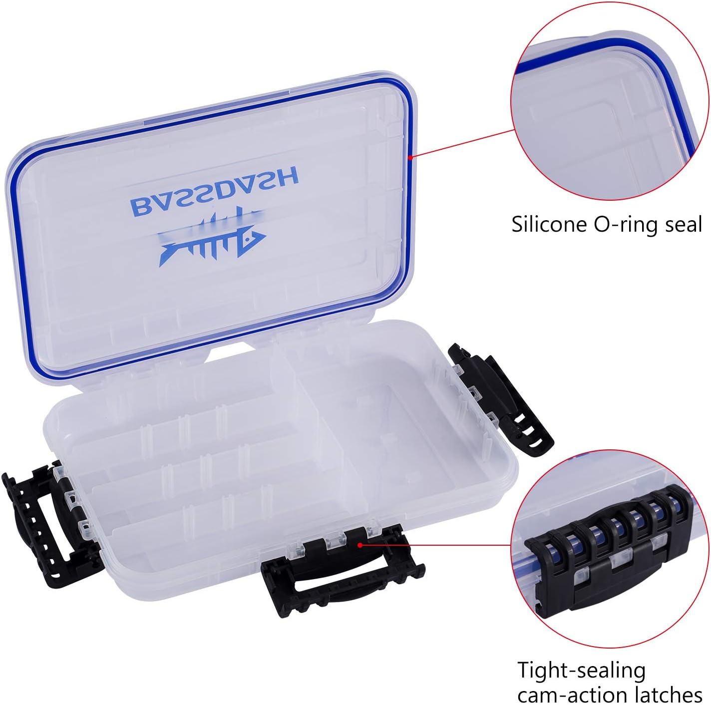Bassdash 3600 3670 3700 Tackle Storage Waterproof Utility Tackle Boxes Fishing Lure Tray with Adjustable dividers: Sports & Outdoors