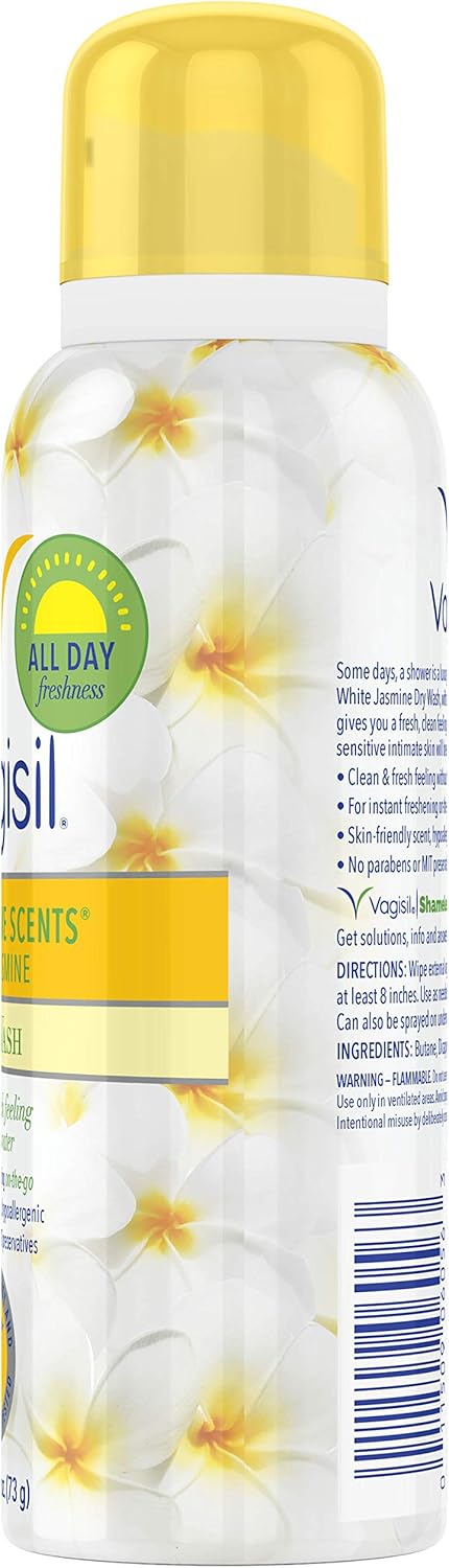 Vagisil Scentsitive Scents Feminine Dry Wash Deodorant Spray for Women, Gynecologist Tested, Paraben Free, White Jasmine: Health & Personal Care