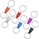 Tallew 6 Pack Quick Release Keychain Detachable Key Ring Pull Apart Coupler Detachable Keychain with 2 Split Rings(Red, Blue, Purple, Silver, Orange, Black)