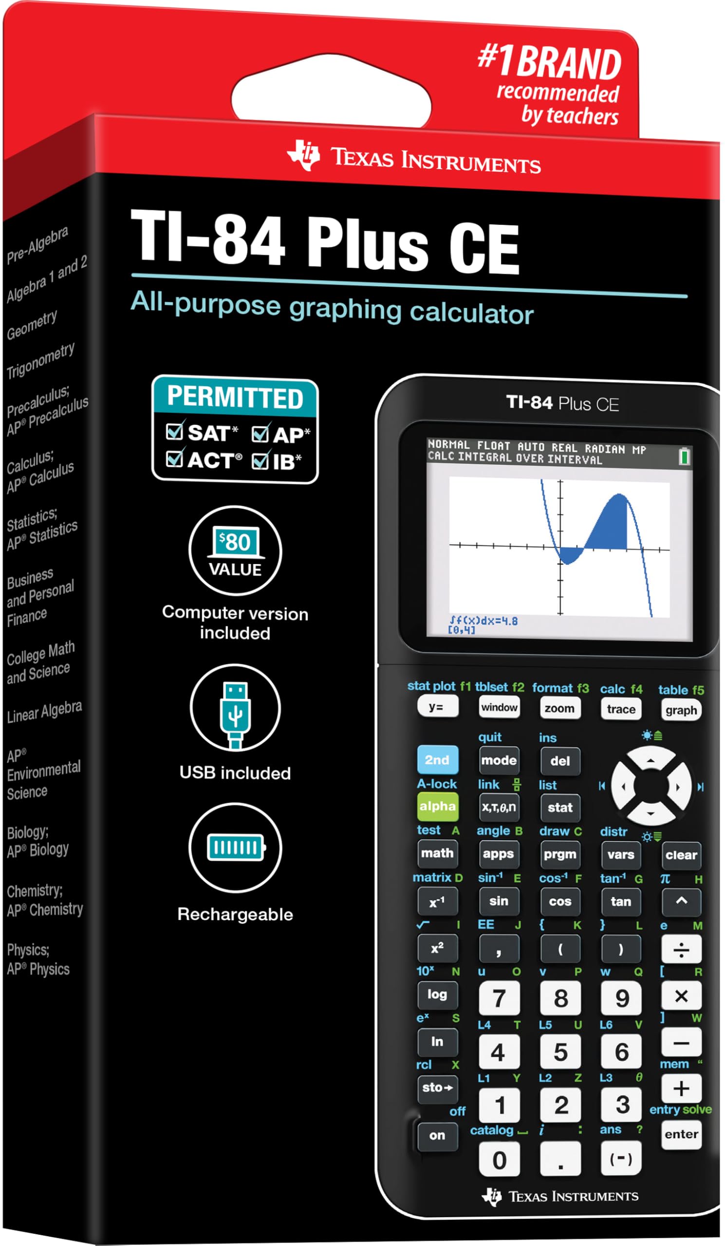 Texas Instruments TI-84 Plus CE Color Graphing Calculator, Black