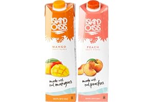 Island Oasis Drink Mix Variety, 1 of each: Mango and Peach Fruit Puree, 33.8 fl oz (1 Liter)