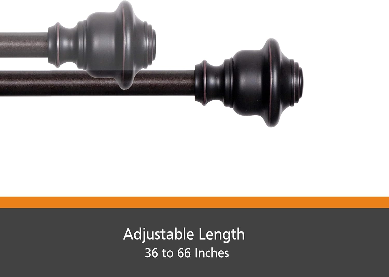 Kenney 5/8" Fast Fit Finn Easy Install Curtain Rod, Weathered Brown, 66"-120": Home & Kitchen