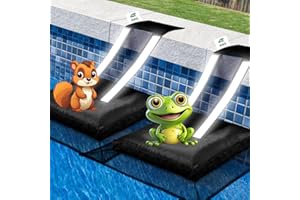 HKZ Animal Saving Escape Ramp for Pool, Frog Saver for Swimming Pools with Reflective Strips, Frog Pool Escape Ramp for Small Critters, Lizards, Ducks, Snakes, Squirrel (2, Black)