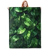 VANZEV Pothos Leaves Blanket,Sage Green Flannel