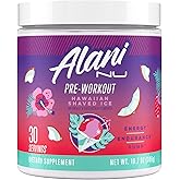 Alani Nu Pre Workout Powder Hawaiian Shaved ICE, Amino Energy Boost, Endurance Supplement, Sugar Free, 200mg Caffeine, L-Theanine, Beta-Alanine, L-Citrulline, 30 Servings