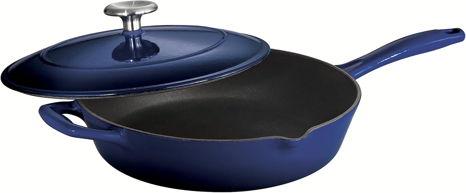Tramontina 80131/067DS Enameled Cast Iron Covered Skillet, 10-Inch, Gradated Cobalt