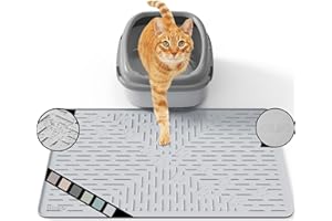 OHMO Cat Litter Mat Trapping Mat Premium Silicone Rubber 23.5x16" Ash, Waterproof and BPA Free Kitty Litter Box Mat, Easy to Clean and Keeps the Floor Tidy