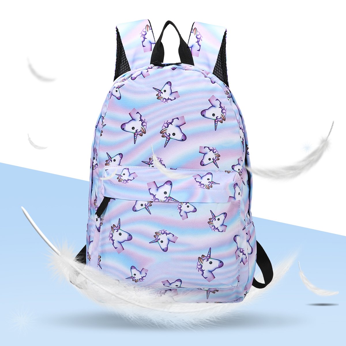 Tezoo Casual Schulrucksäcke Rucksack Damen Einhorn Rucksäcke Schule Daypacks Kinderrucksack für 14 Zoll Laptop College Backpack für Kinder Jungen Studenten Blau