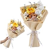 Fanfanwin Valentine Gift Crochet Flowers Bouquet Handmade Tulips Knitted Flowers with Butterfly Card for Wife Lover Anniversary Wedding Graduation Birthday Women's Day Mother's Day Teacher(Yellow)