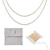 Pandahall 3.28 Feet Permanent Jewelry Chains Necklace Chains for Jewelry Making 14K Gold Thin Cable Chains Welded Golden Link Chains with Velvet Jewelry Bags