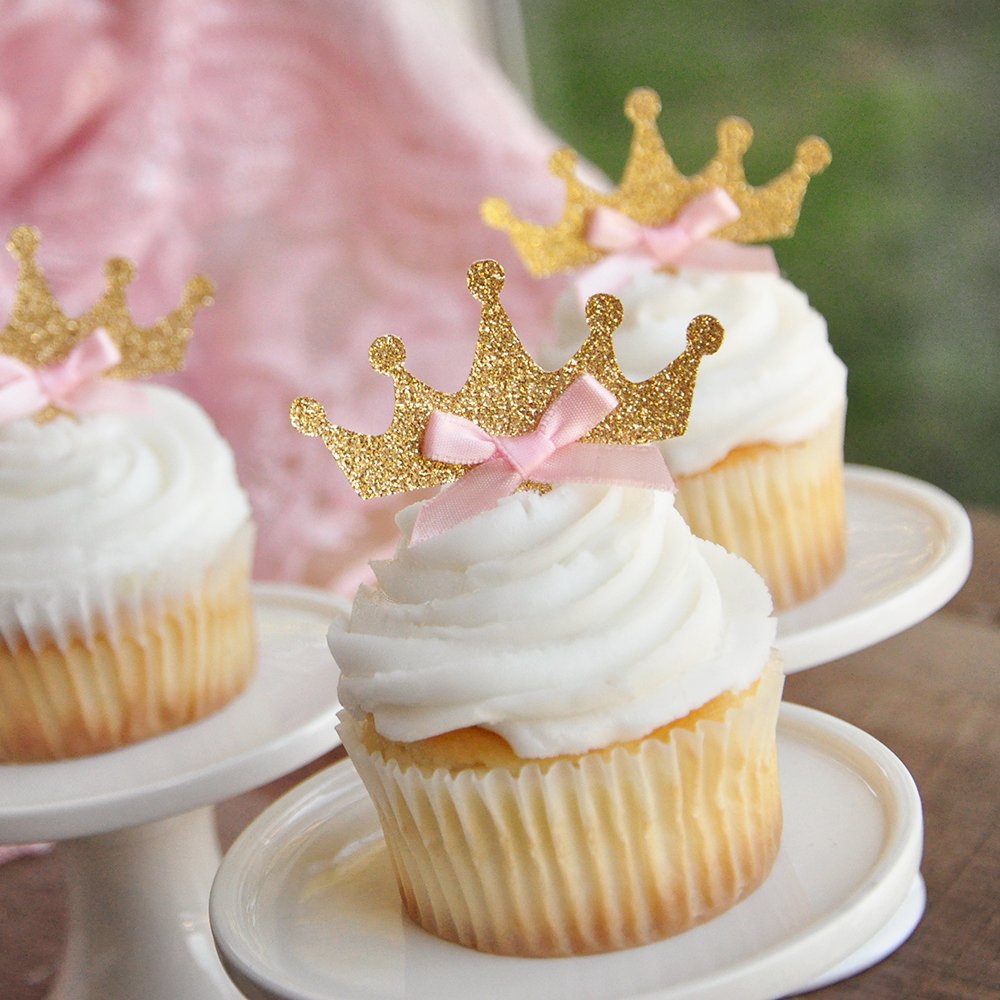 pink and gold baby shower cupcakes
