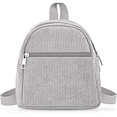 Energather Cute Mini Backpacks, Corduroy Tiny Backpack Small Backpack for Women and Girls, Portable Ladies Backpacks (grey)